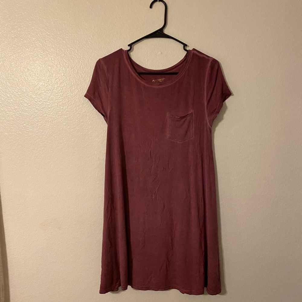 Purple Distressed T-Shirt Dress